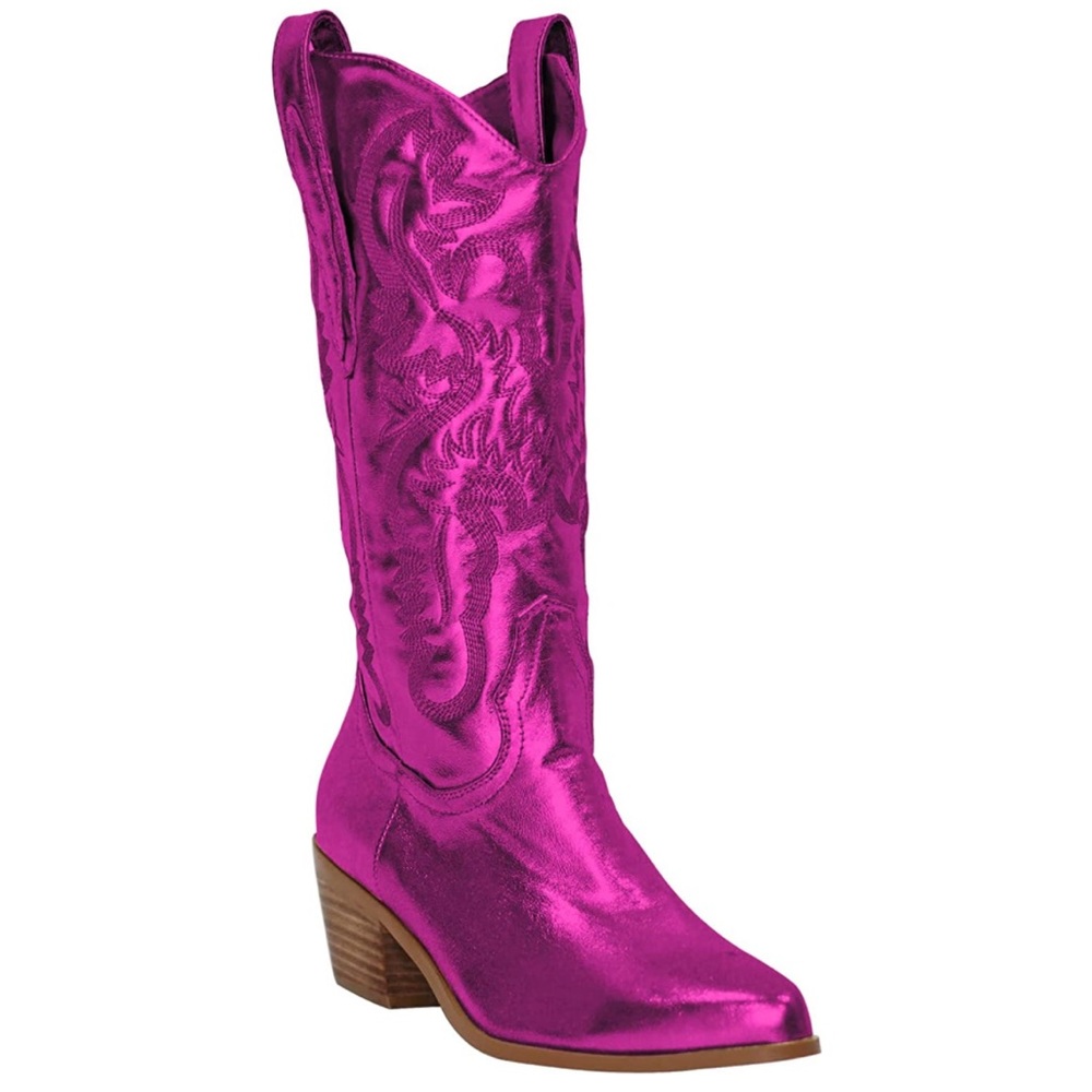 Metallic magenta cowboy / cowgirl boot